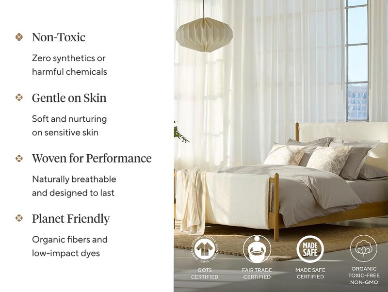 Coyuchi Organic Crinkled Percale Cooling Sheet Set, Breathable 100% Organic Cotton, Steel Blue (Twin) - Image 4
